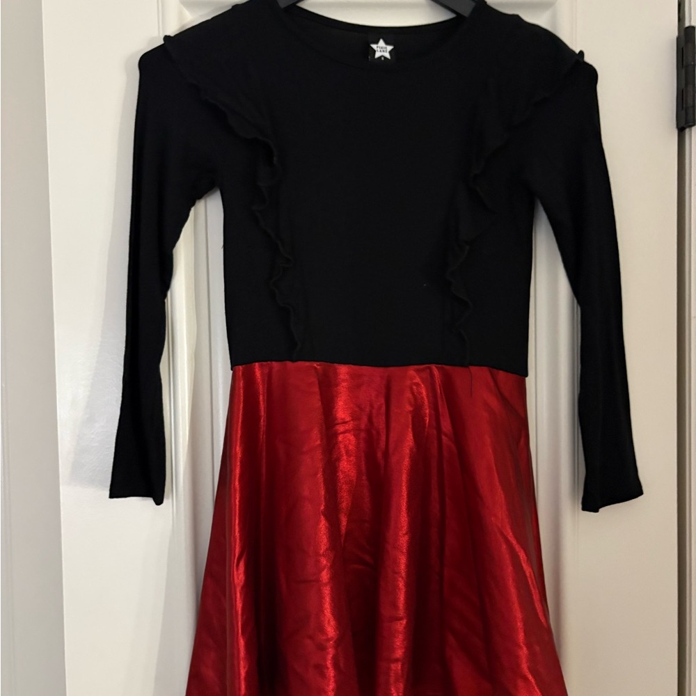 Kids Black and Red Long Sleeve Casual Dress
